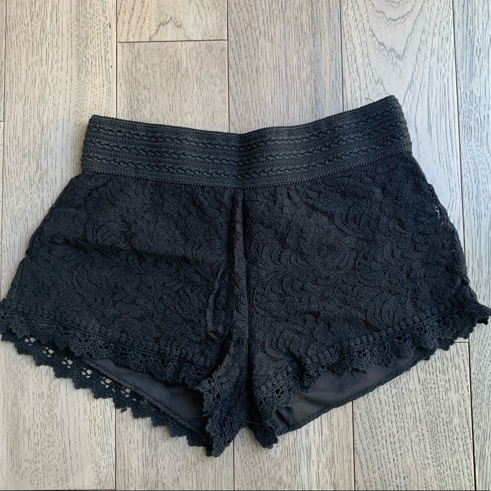 Black Floral Shorts
